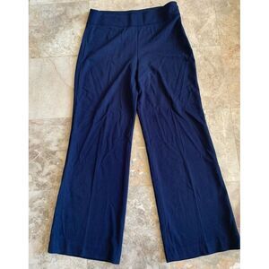 Talbots Pants Womens Sz 12 Navy  Side Zip Wide Leg Pants‎ Career Classic Minimal